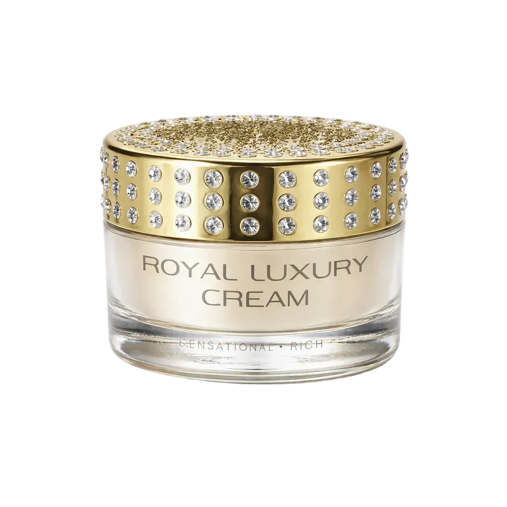 Royal Luxury Anti-Falten-Creme Damen, 50 ml: Glastiegel mit goldenem, strassbesetztem Deckel